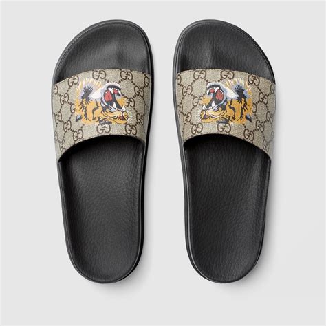 men gucci slides sale|gucci tiger slides men's.